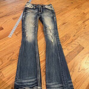 ROCK REVIVAL WOMENS MID RISE BOOT CUT JEANS SIZE 26 LIKE NEW